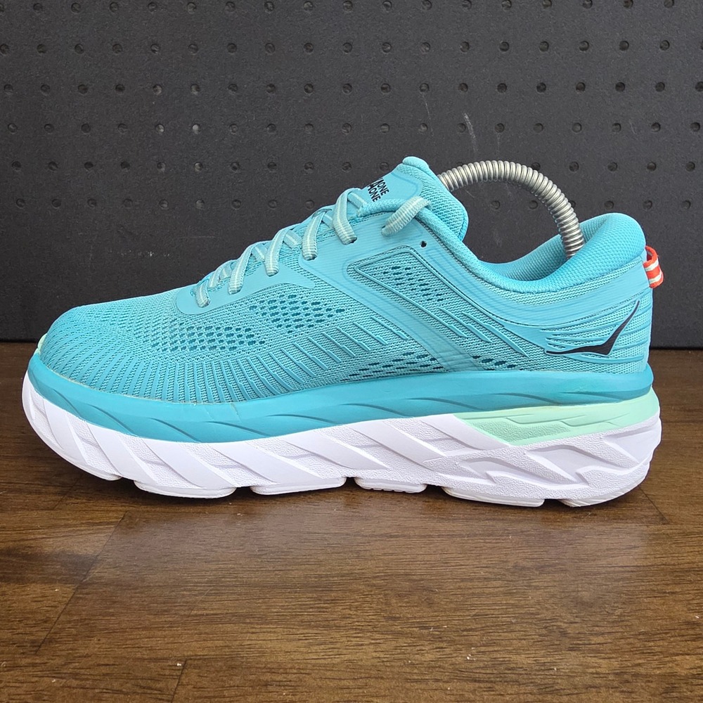 Hoka One One Bondi 7 Running Shoes Womens 8.5 Aquarelle Turquoise Mesh Road - Picture 10 of 13